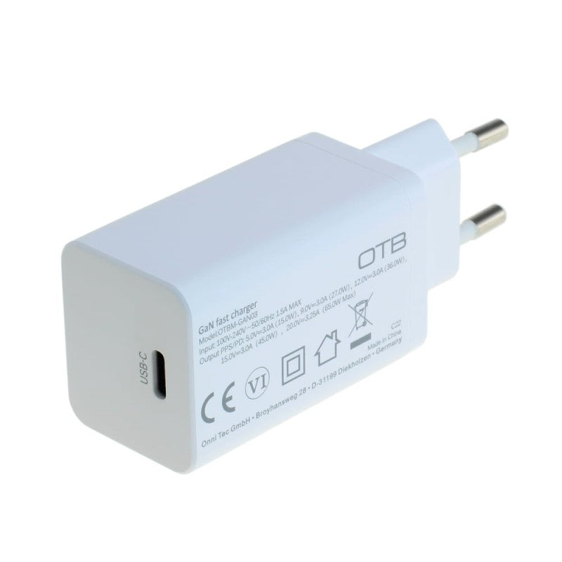 Ladegerät USB GaN (USB-C) mit USB Power Delivery USB-PD PPS - 65W - weiss