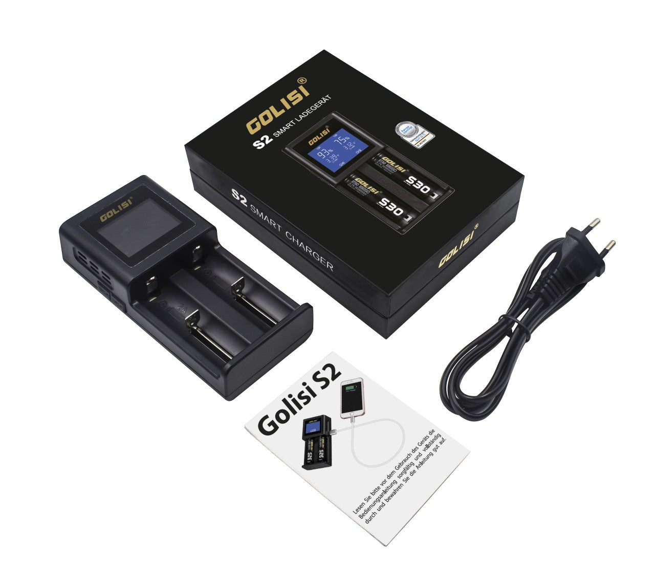 Golisi S2 Ladegerät - 2-Port Multichemie-Lader mit Detailanzeige